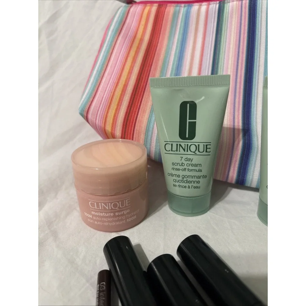 Clinique Lot Of 9 Stocking Stuffers All New Scrubs Make Up Bag